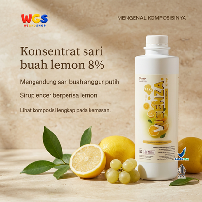 Vicenza Lemon Syrup 1.2kg - Sirup Lemon untuk Lemon Tea, Lemonade, Soda & Mocktail