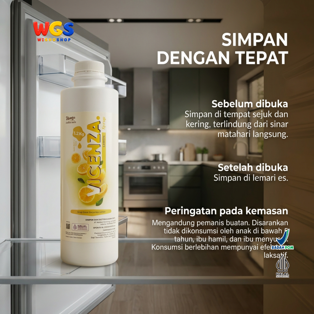 Vicenza Lemon Syrup 1.2kg - Sirup Lemon untuk Lemon Tea, Lemonade, Soda & Mocktail