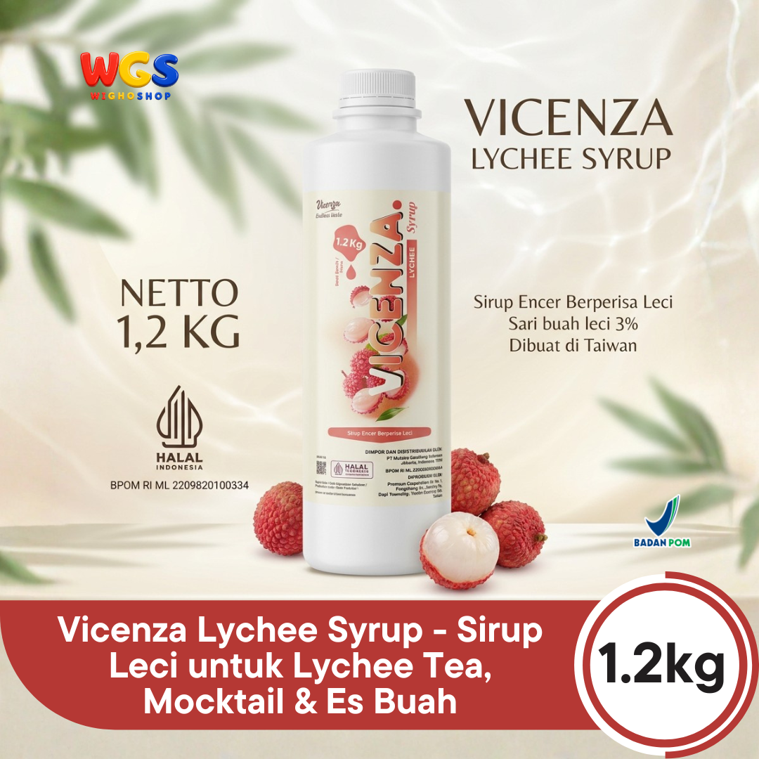 Vicenza Lychee Syrup 1.2kg - Sirup Leci untuk Lychee Tea, Mocktail & Es Buah