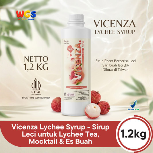 Vicenza Lychee Syrup 1.2kg - Sirup Leci untuk Lychee Tea, Mocktail & Es Buah