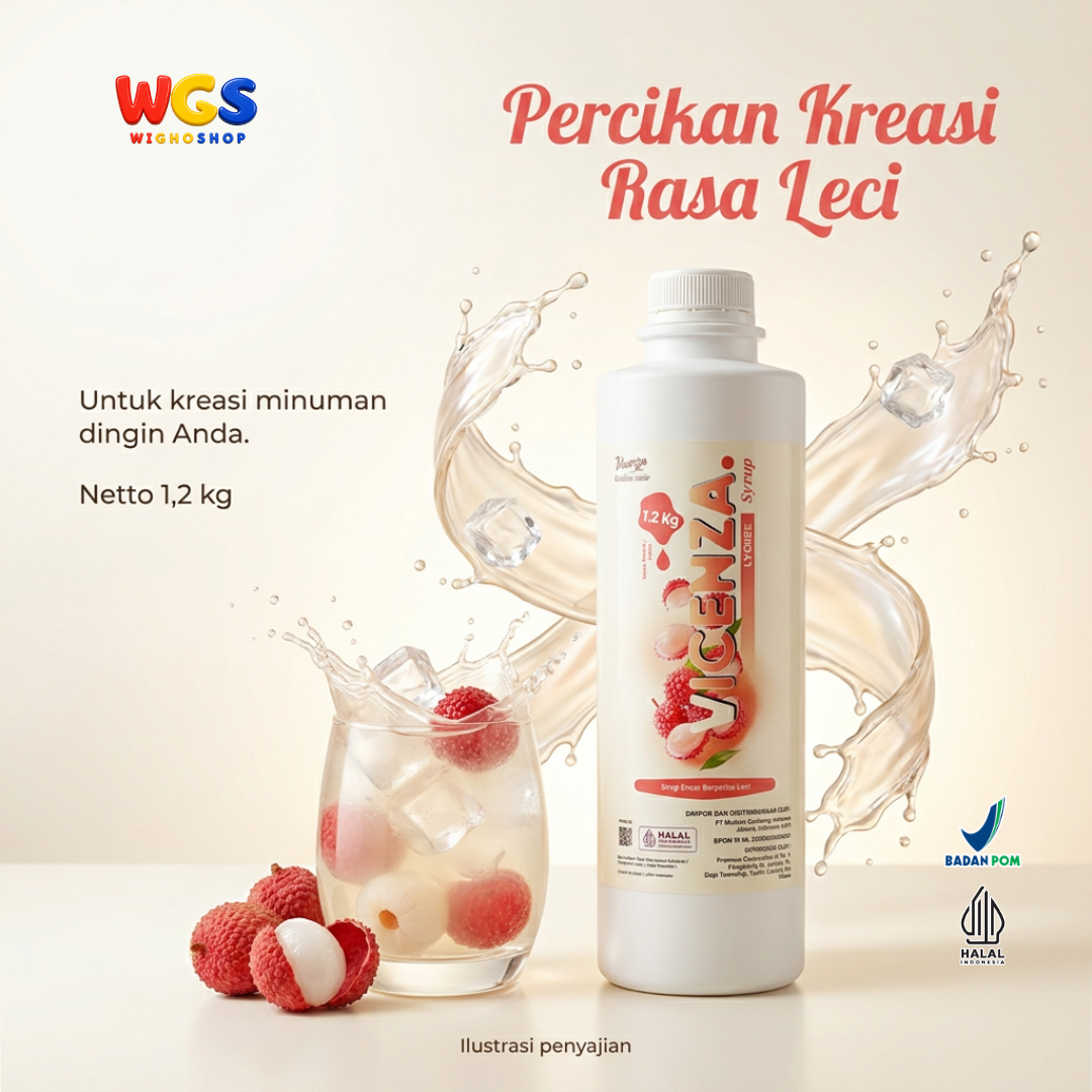Vicenza Lychee Syrup 1.2kg - Sirup Leci untuk Lychee Tea, Mocktail & Es Buah