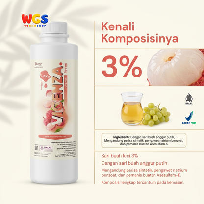 Vicenza Lychee Syrup 1.2kg - Sirup Leci untuk Lychee Tea, Mocktail & Es Buah