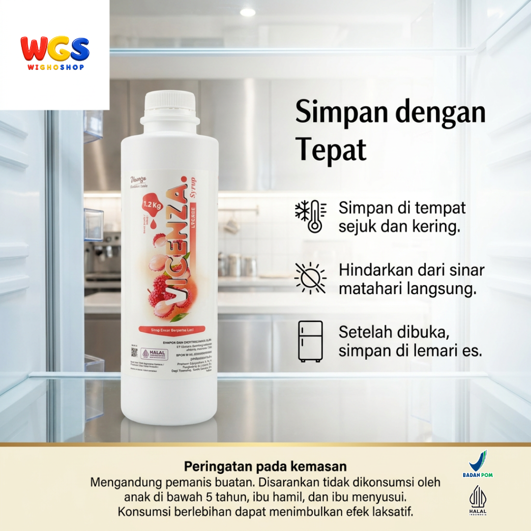 Vicenza Lychee Syrup 1.2kg - Sirup Leci untuk Lychee Tea, Mocktail & Es Buah