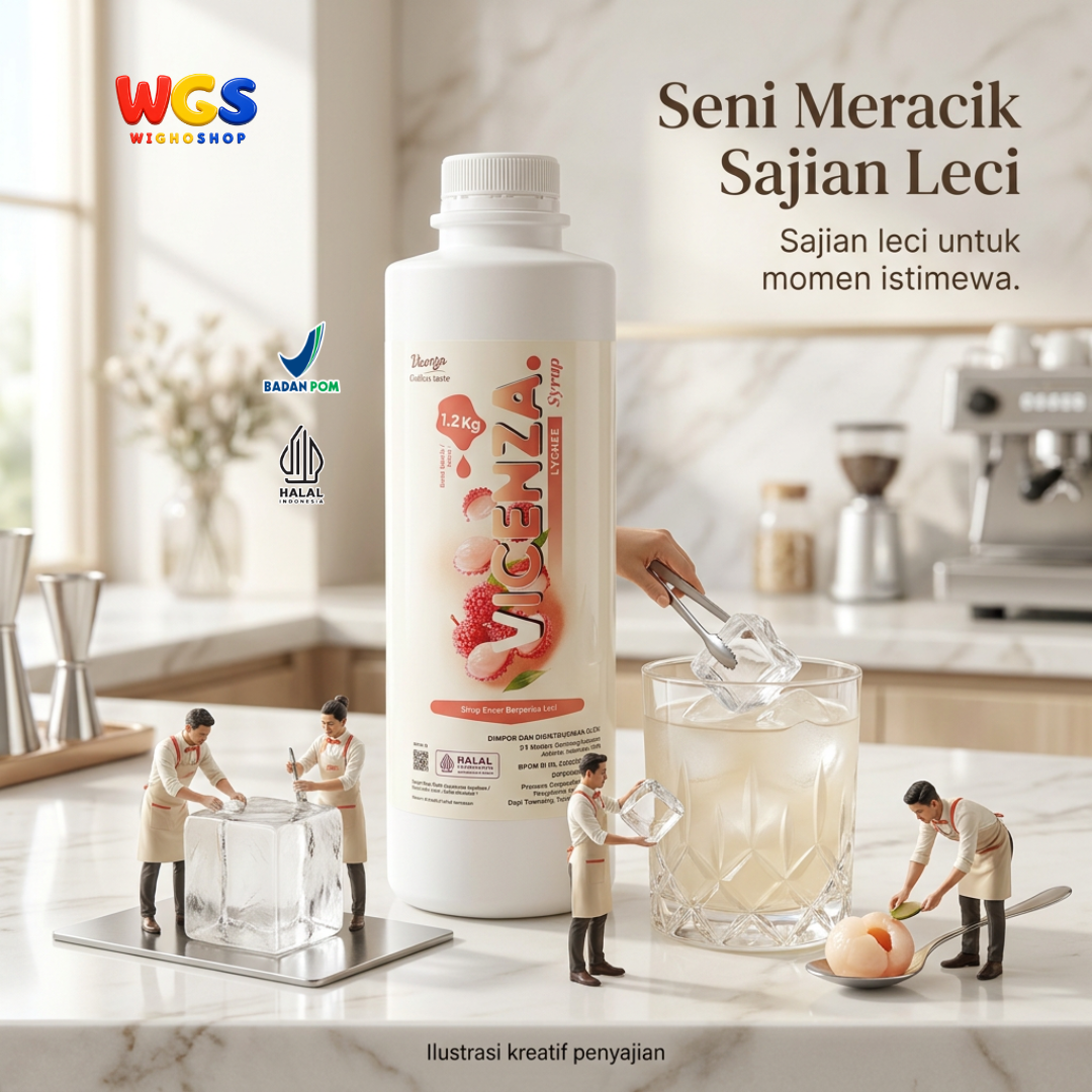 Vicenza Lychee Syrup 1.2kg - Sirup Leci untuk Lychee Tea, Mocktail & Es Buah