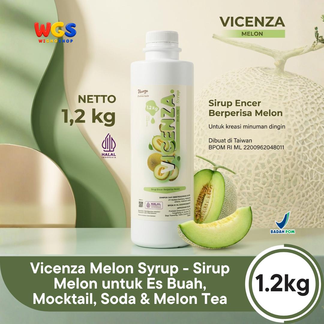Vicenza Melon Syrup 1.2kg - Sirup Melon untuk Es Buah, Mocktail, Soda & Melon Tea