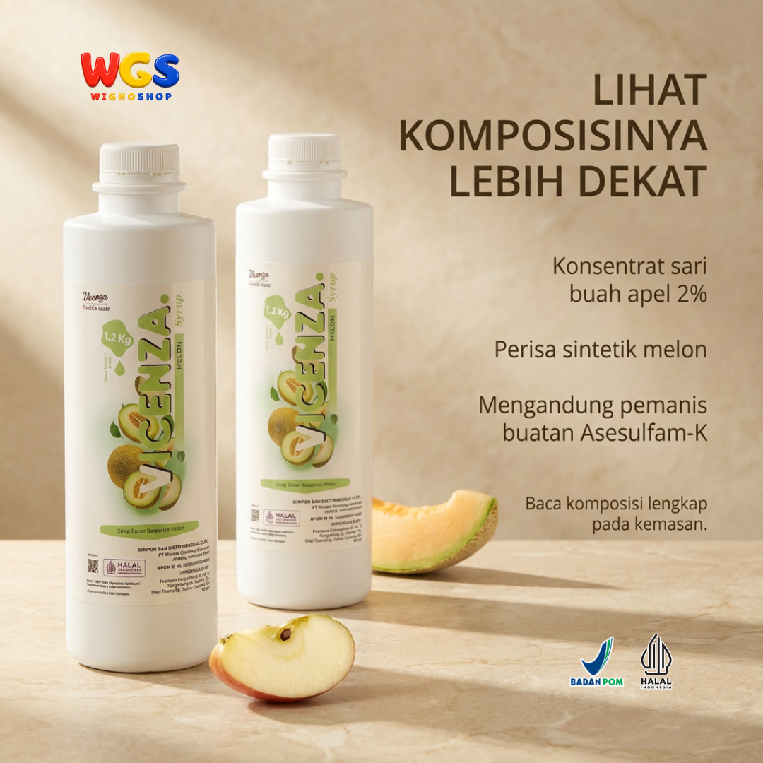 Vicenza Melon Syrup 1.2kg - Sirup Melon untuk Es Buah, Mocktail, Soda & Melon Tea