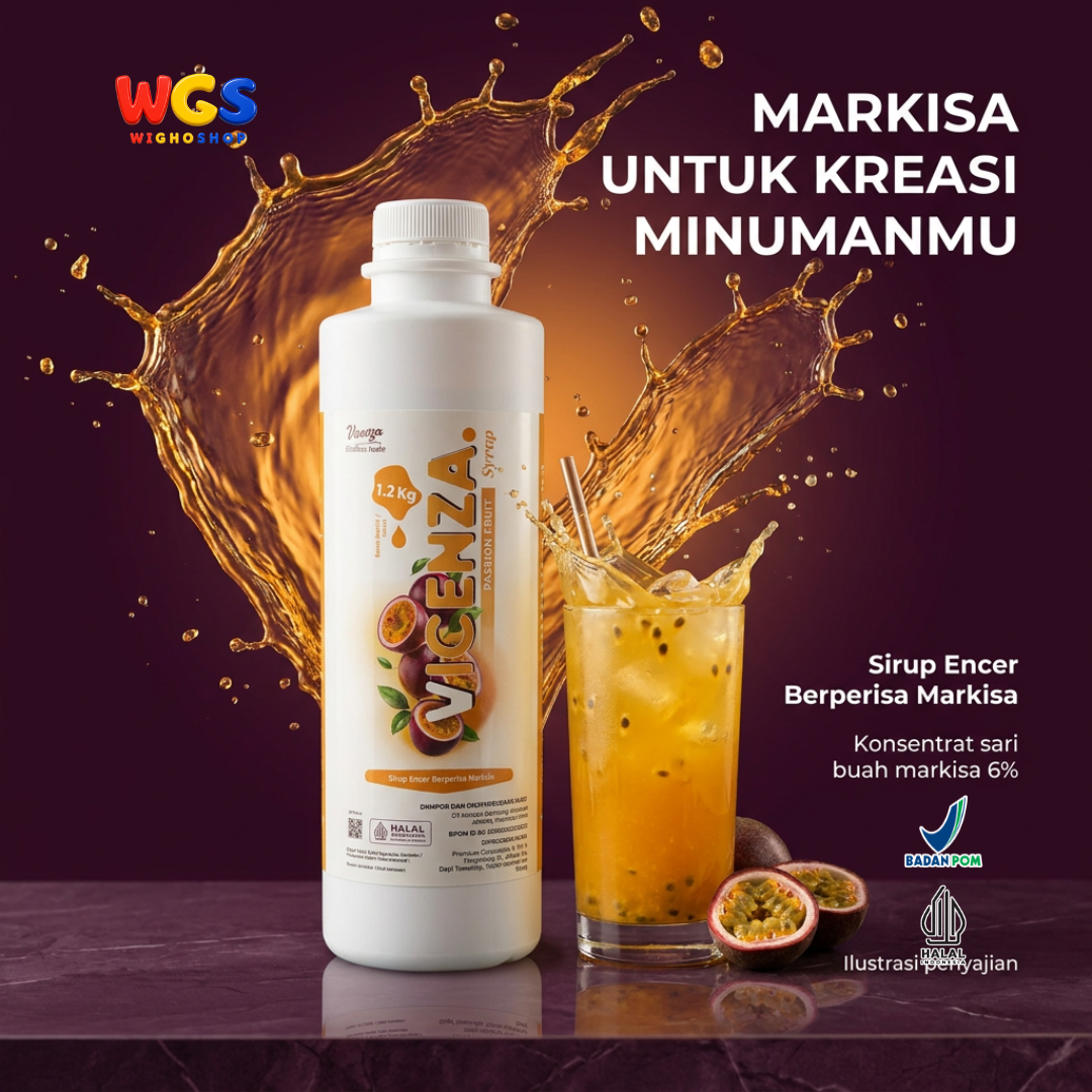 Vicenza Passion Fruit Syrup 1.2kg - Sirup Markisa untuk Fruit Tea, Mocktail & Soda