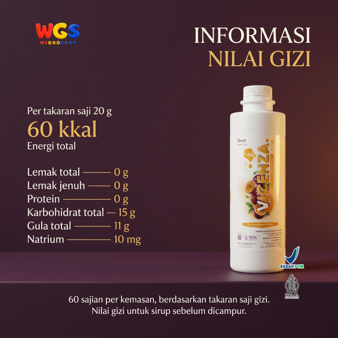 Vicenza Passion Fruit Syrup 1.2kg - Sirup Markisa untuk Fruit Tea, Mocktail & Soda