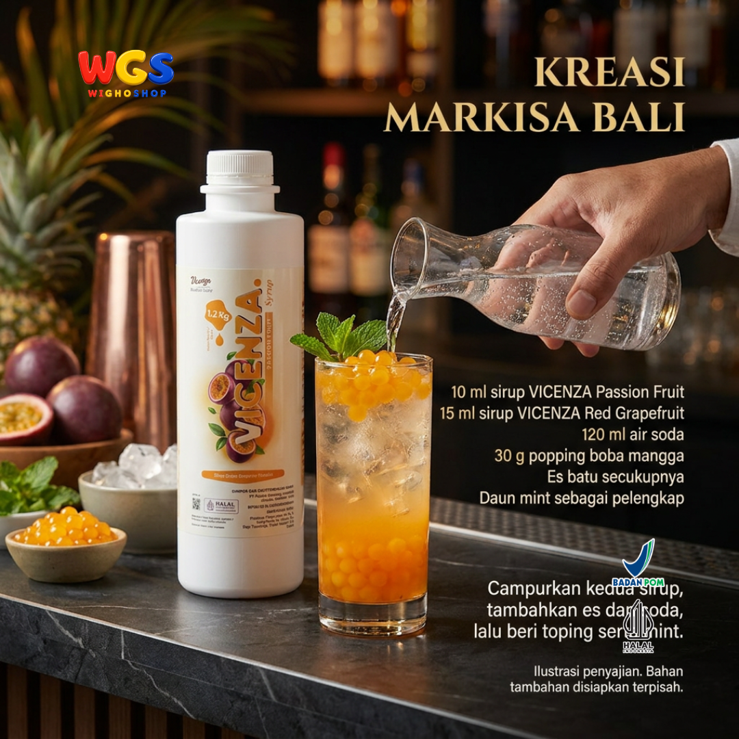 Vicenza Passion Fruit Syrup 1.2kg - Sirup Markisa untuk Fruit Tea, Mocktail & Soda