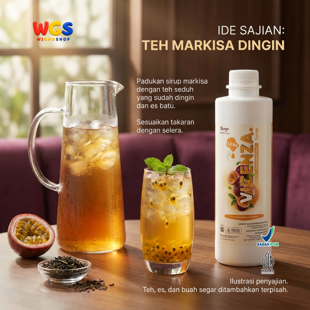 Vicenza Passion Fruit Syrup 1.2kg - Sirup Markisa untuk Fruit Tea, Mocktail & Soda