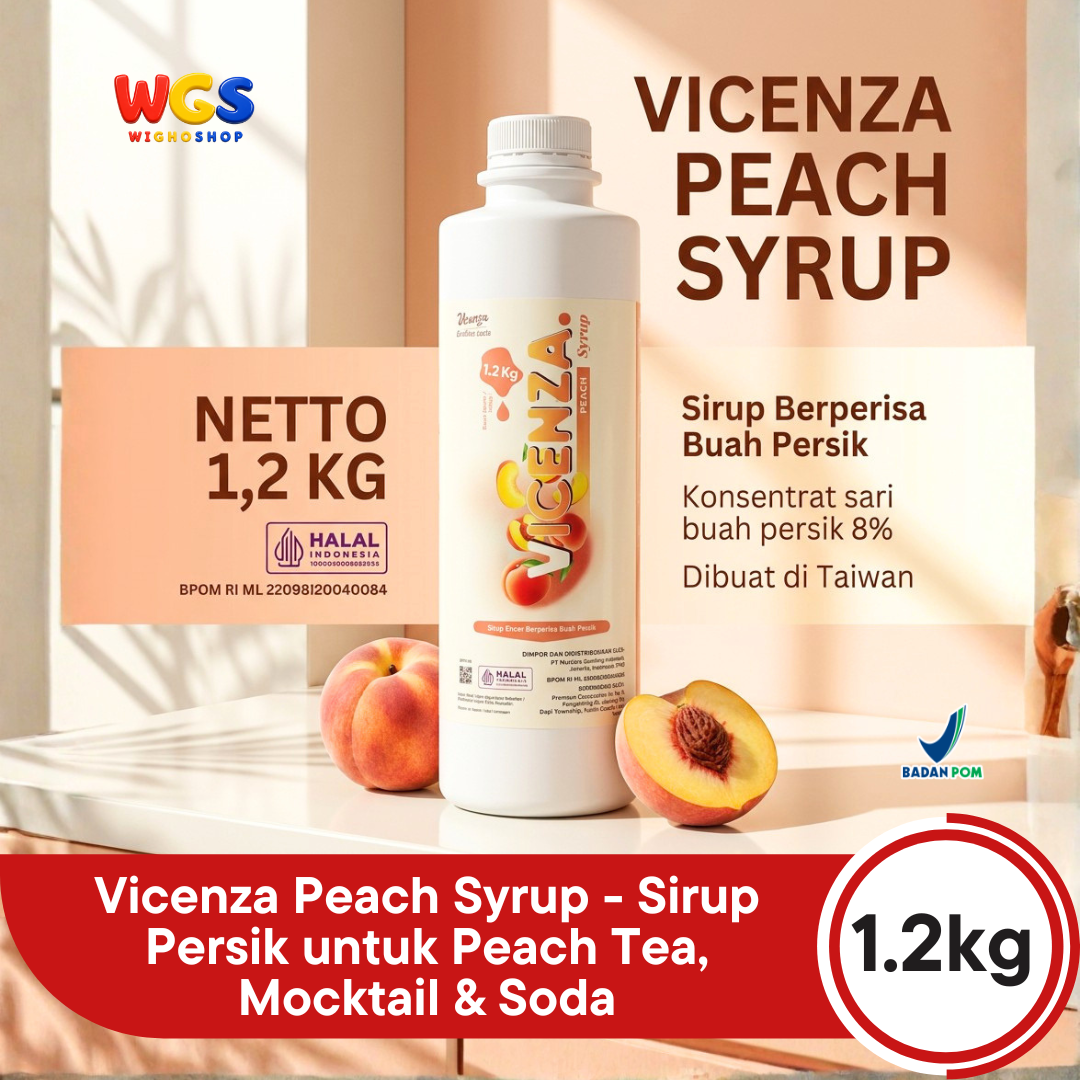 Vicenza Peach Syrup 1.2kg - Sirup Persik untuk Peach Tea, Mocktail & Soda