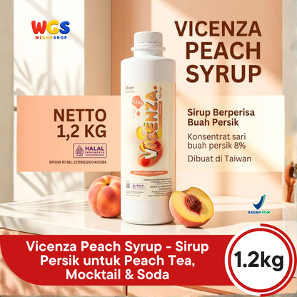 Vicenza Peach Syrup 1.2kg - Sirup Persik untuk Peach Tea, Mocktail & Soda