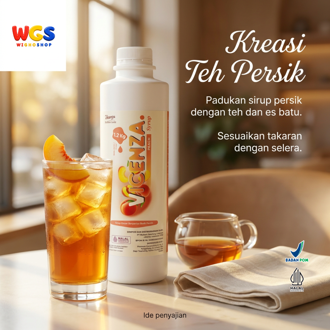 Vicenza Peach Syrup 1.2kg - Sirup Persik untuk Peach Tea, Mocktail & Soda