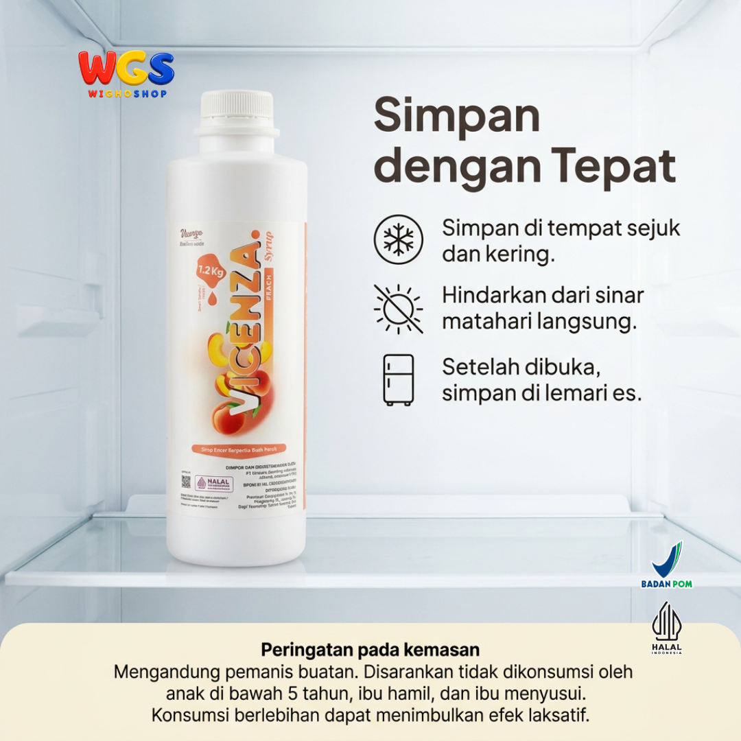 Vicenza Peach Syrup 1.2kg - Sirup Persik untuk Peach Tea, Mocktail & Soda
