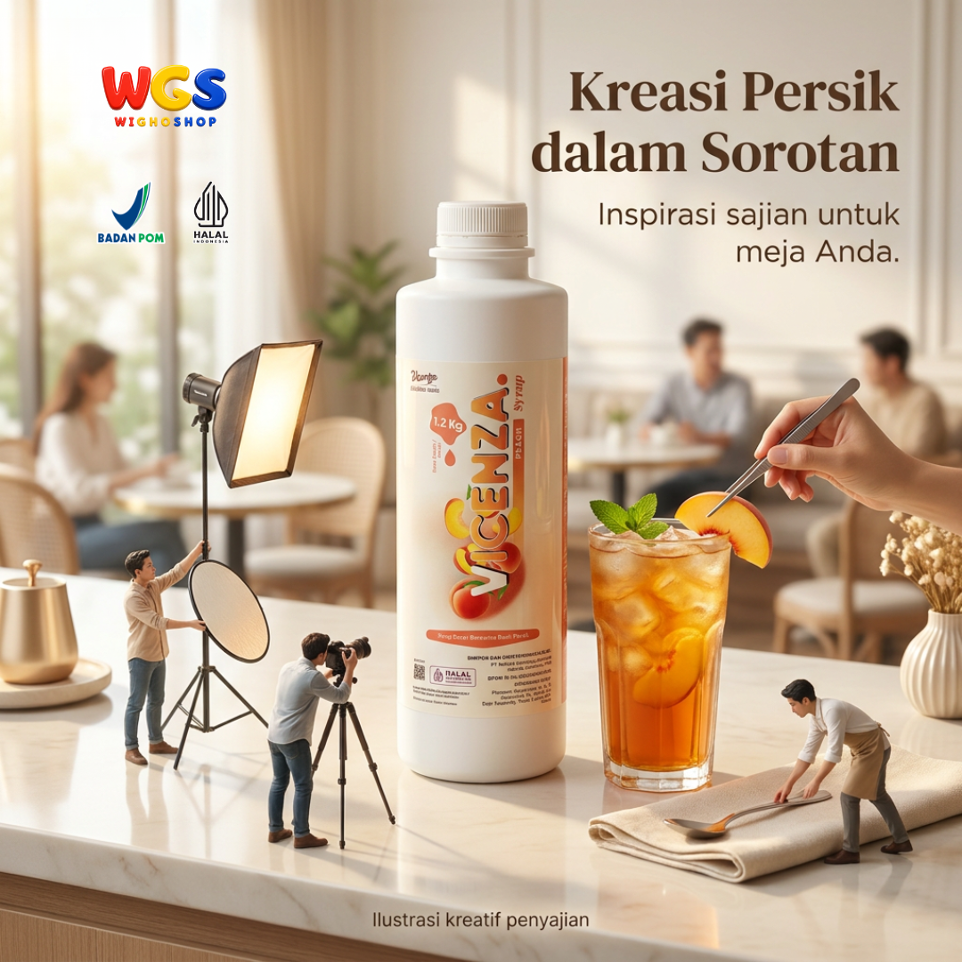 Vicenza Peach Syrup 1.2kg - Sirup Persik untuk Peach Tea, Mocktail & Soda