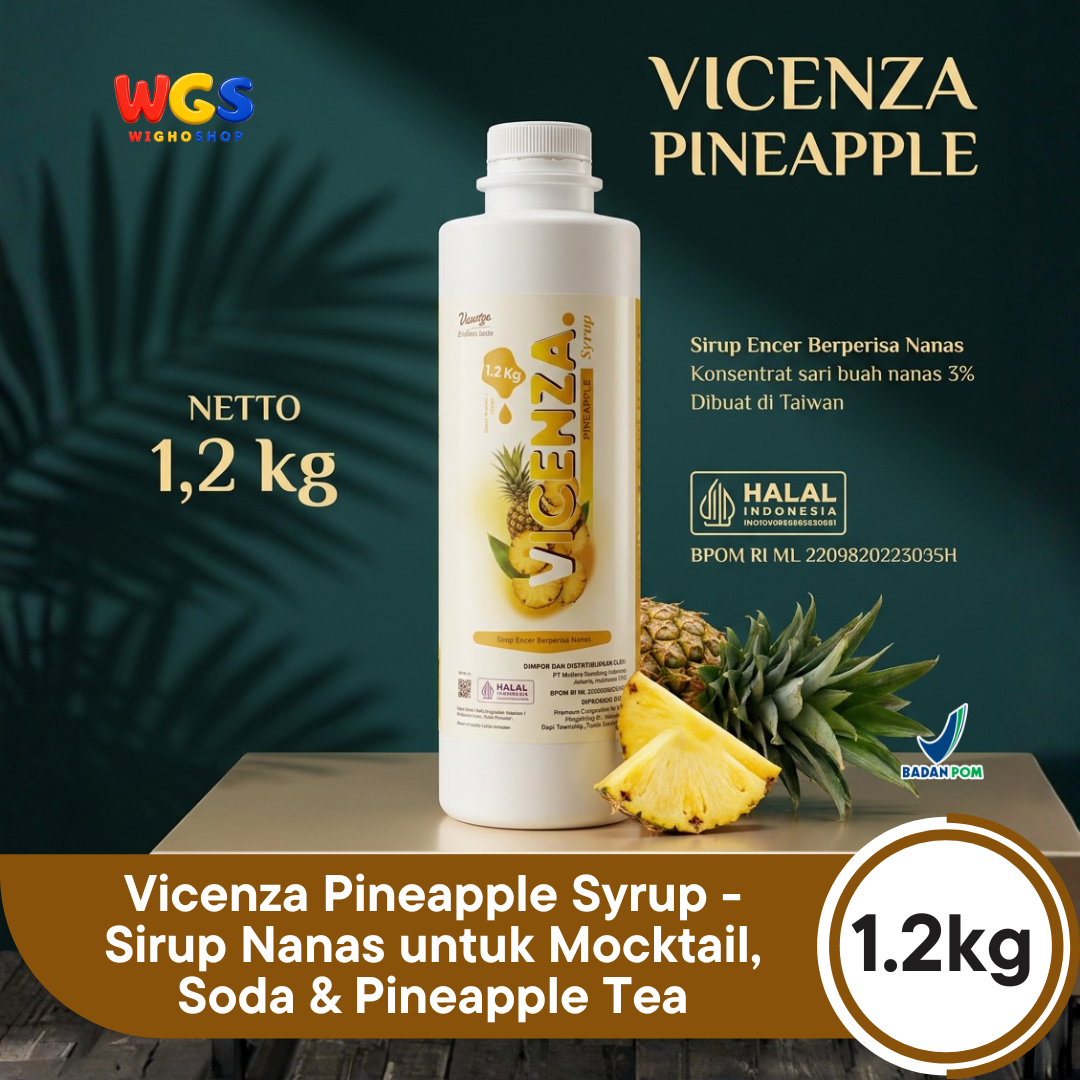 Vicenza Pineapple Syrup 1.2kg - Sirup Nanas untuk Mocktail, Soda & Pineapple Tea