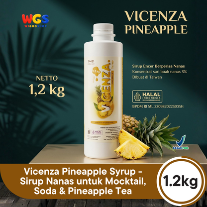 Vicenza Pineapple Syrup 1.2kg - Sirup Nanas untuk Mocktail, Soda & Pineapple Tea