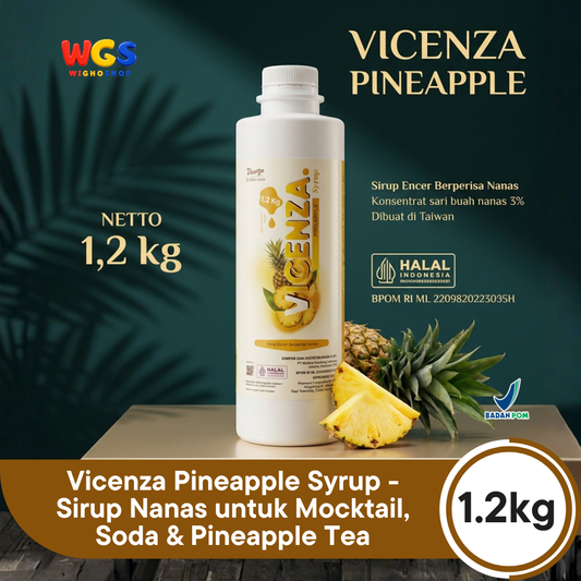 Vicenza Pineapple Syrup 1.2kg - Sirup Nanas untuk Mocktail, Soda & Pineapple Tea
