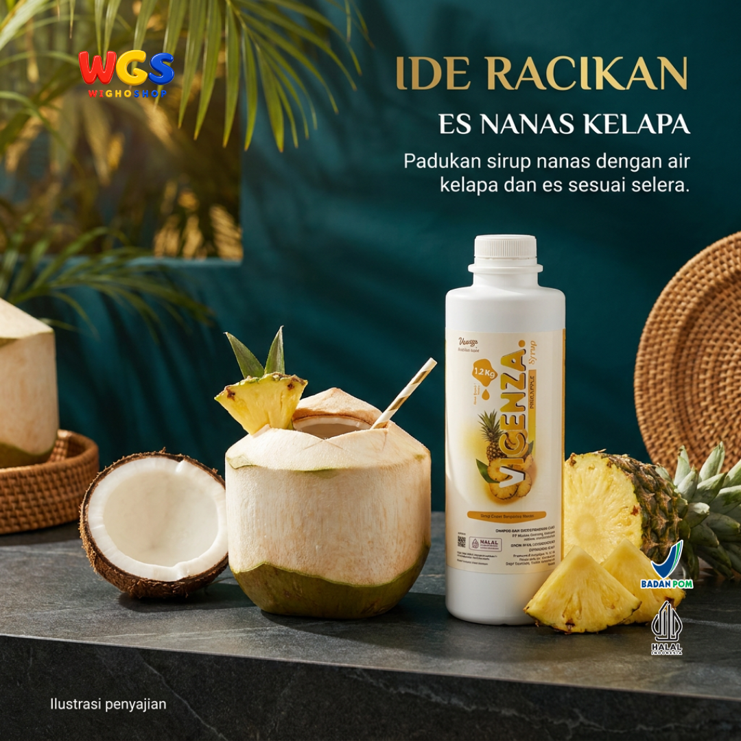 Vicenza Pineapple Syrup 1.2kg - Sirup Nanas untuk Mocktail, Soda & Pineapple Tea