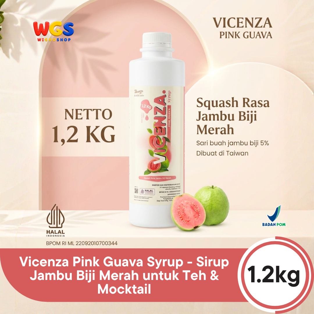 Vicenza Pink Guava Syrup 1.2kg - Sirup Jambu Biji Merah untuk Teh & Mocktail