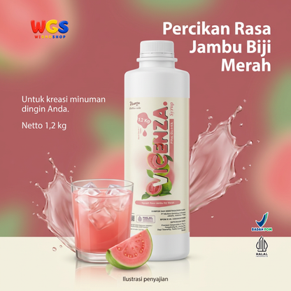 Vicenza Pink Guava Syrup 1.2kg - Sirup Jambu Biji Merah untuk Teh & Mocktail