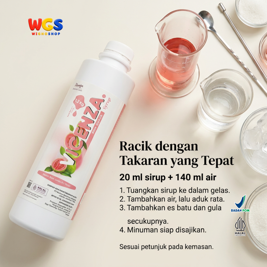 Vicenza Pink Guava Syrup 1.2kg - Sirup Jambu Biji Merah untuk Teh & Mocktail