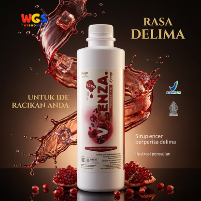 Vicenza Pomegranate Syrup 1.2kg - Sirup Delima untuk Mocktail, Soda & Pomegranate Tea