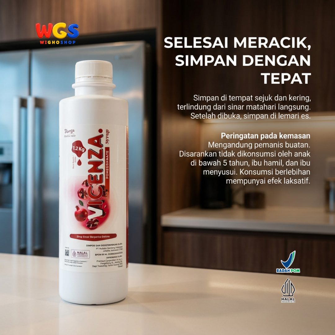 Vicenza Pomegranate Syrup 1.2kg - Sirup Delima untuk Mocktail, Soda & Pomegranate Tea