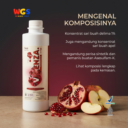 Vicenza Pomegranate Syrup 1.2kg - Sirup Delima untuk Mocktail, Soda & Pomegranate Tea
