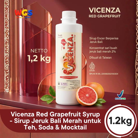 Vicenza Red Grapefruit Syrup 1.2kg - Sirup Jeruk Bali Merah untuk Teh, Soda & Mocktail