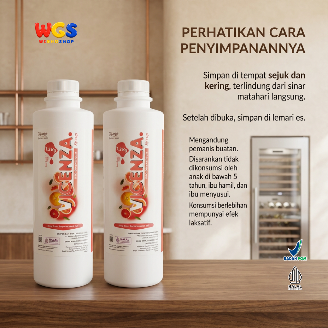 Vicenza Red Grapefruit Syrup 1.2kg - Sirup Jeruk Bali Merah untuk Teh, Soda & Mocktail