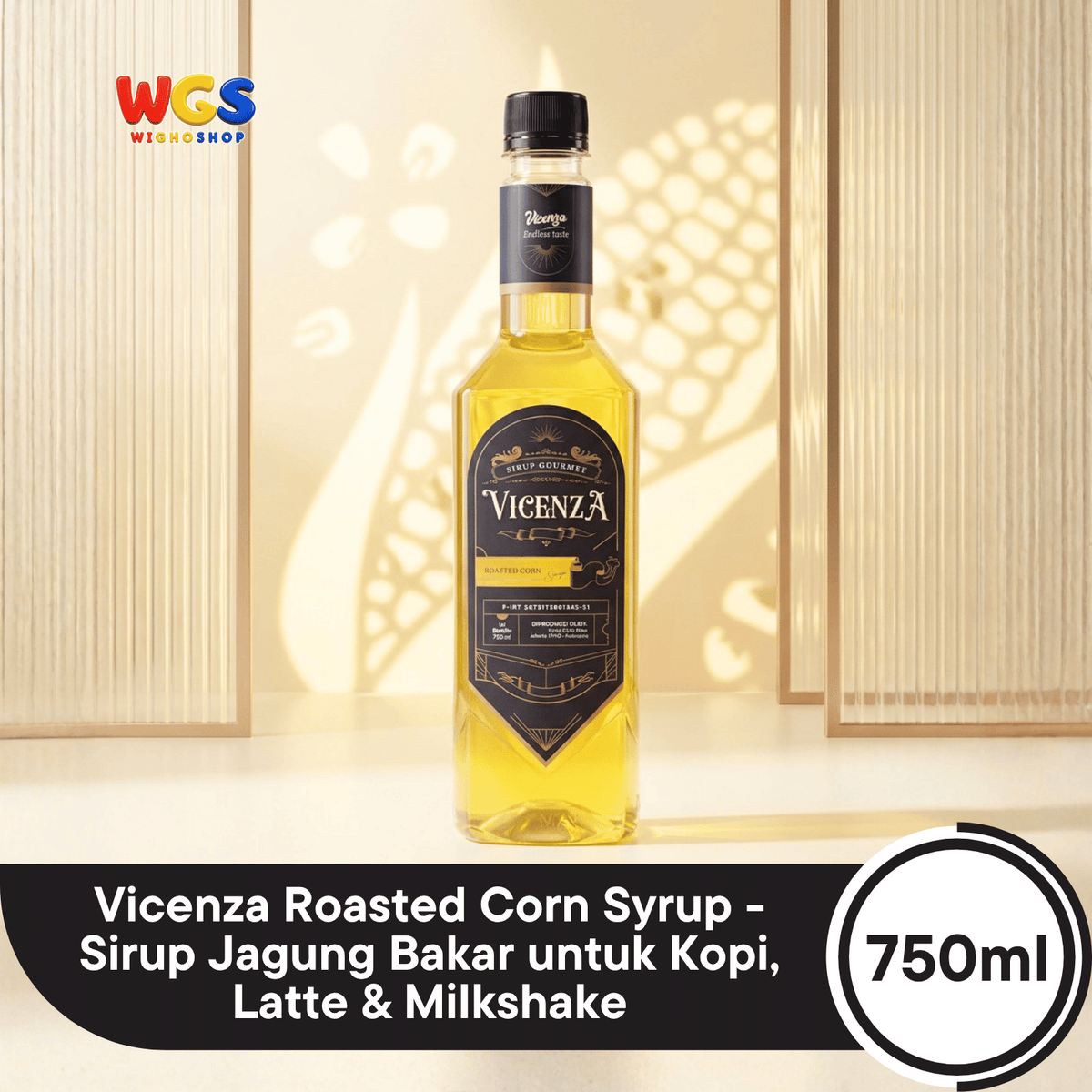 Vicenza Roasted Corn Syrup 750ml - Sirup Jagung Bakar untuk Kopi, Latte & Milkshake