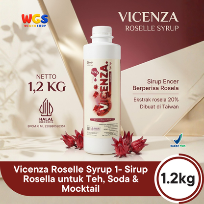 Vicenza Roselle Syrup 1.2kg - Sirup Rosella untuk Teh, Soda & Mocktail