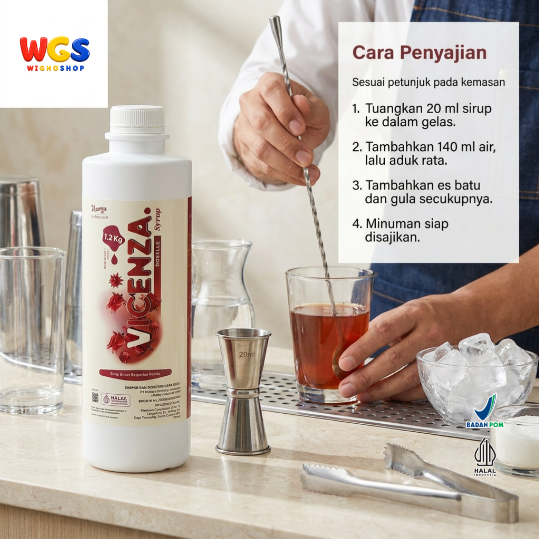 Vicenza Roselle Syrup 1.2kg - Sirup Rosella untuk Teh, Soda & Mocktail