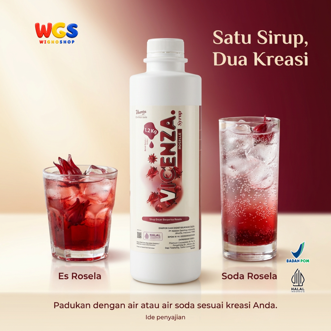 Vicenza Roselle Syrup 1.2kg - Sirup Rosella untuk Teh, Soda & Mocktail