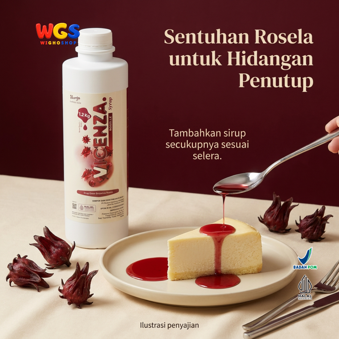 Vicenza Roselle Syrup 1.2kg - Sirup Rosella untuk Teh, Soda & Mocktail