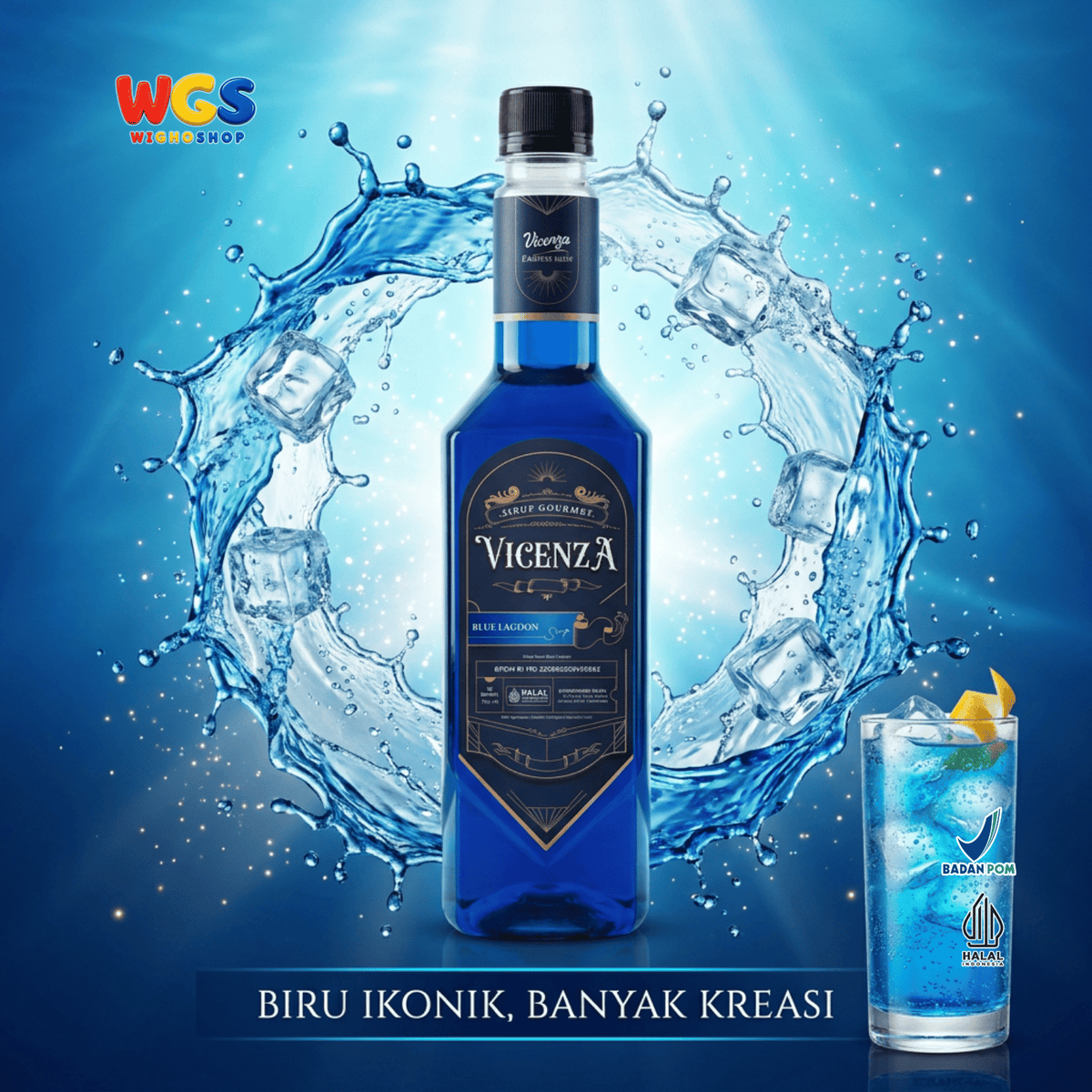 Vicenza Sirup Blue Lagoon 750ml - Blue Lagoon Syrup untuk Mocktail, Soda & Lemonade