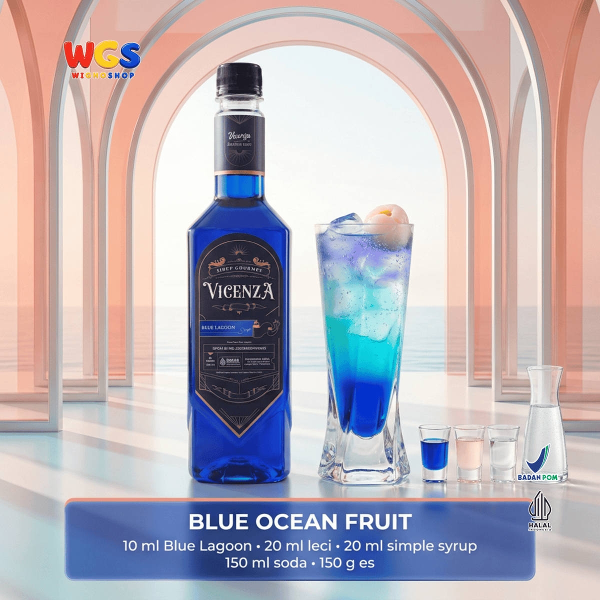 Vicenza Sirup Blue Lagoon 750ml - Blue Lagoon Syrup untuk Mocktail, Soda & Lemonade