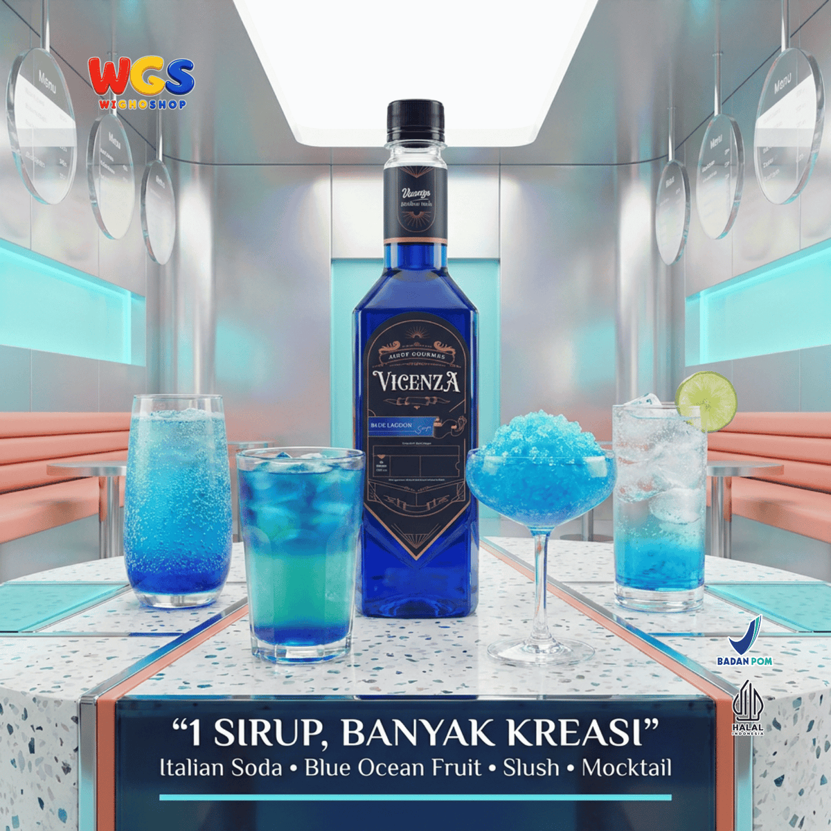 Vicenza Sirup Blue Lagoon 750ml - Blue Lagoon Syrup untuk Mocktail, Soda & Lemonade