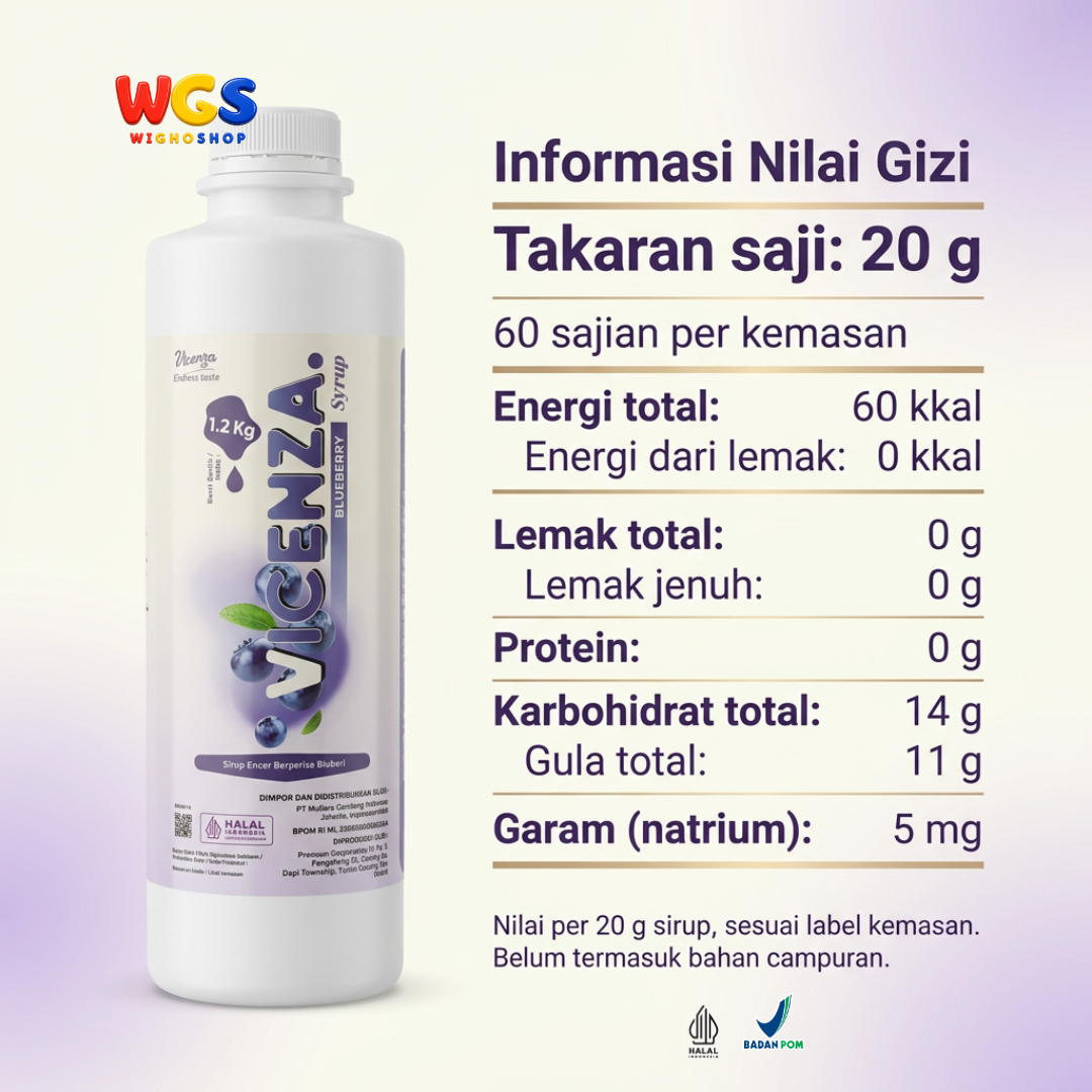 Vicenza Sirup Blueberry 1.2kg - Blueberry Syrup untuk Mocktail, Teh & Soda
