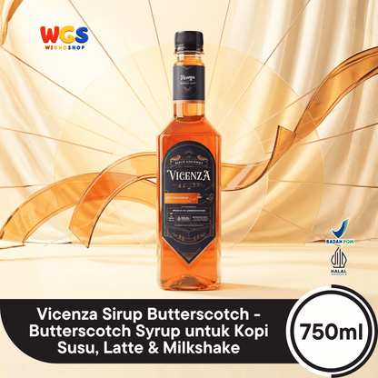 Vicenza Sirup Butterscotch 750ml - Butterscotch Syrup untuk Kopi Susu, Latte & Milkshake