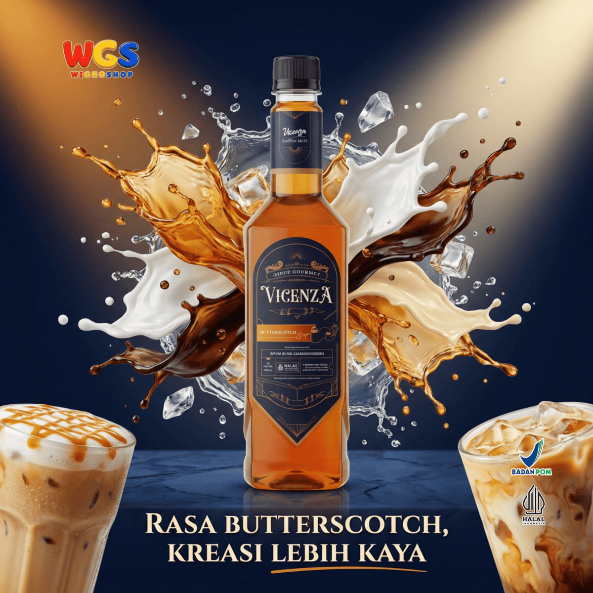 Vicenza Sirup Butterscotch 750ml - Butterscotch Syrup untuk Kopi Susu, Latte & Milkshake