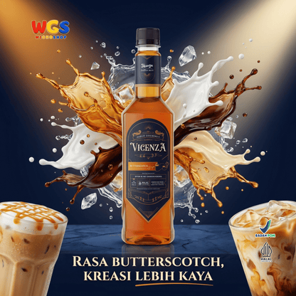 Vicenza Sirup Butterscotch 750ml - Butterscotch Syrup untuk Kopi Susu, Latte & Milkshake