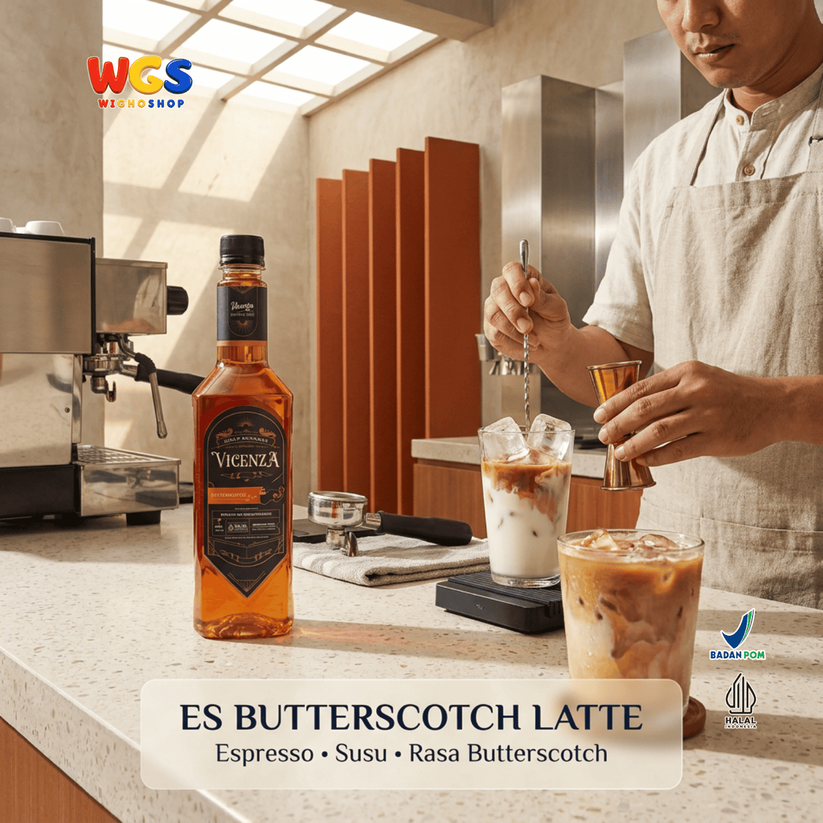 Vicenza Sirup Butterscotch 750ml - Butterscotch Syrup untuk Kopi Susu, Latte & Milkshake