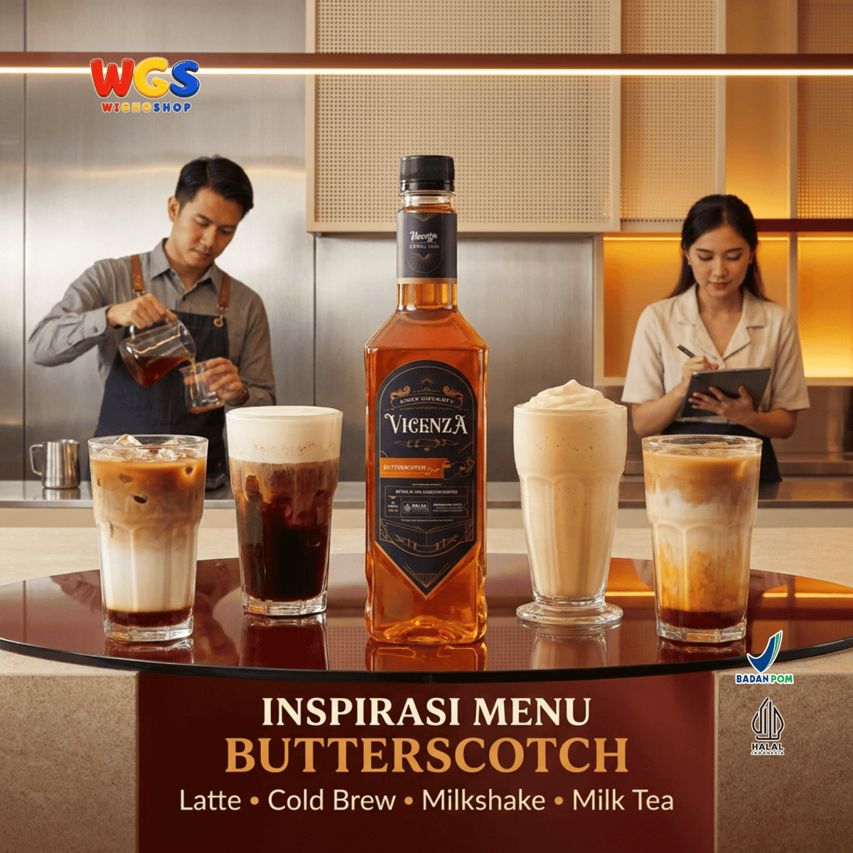Vicenza Sirup Butterscotch 750ml - Butterscotch Syrup untuk Kopi Susu, Latte & Milkshake