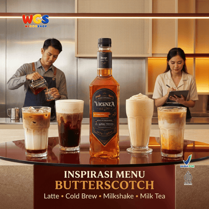 Vicenza Sirup Butterscotch 750ml - Butterscotch Syrup untuk Kopi Susu, Latte & Milkshake