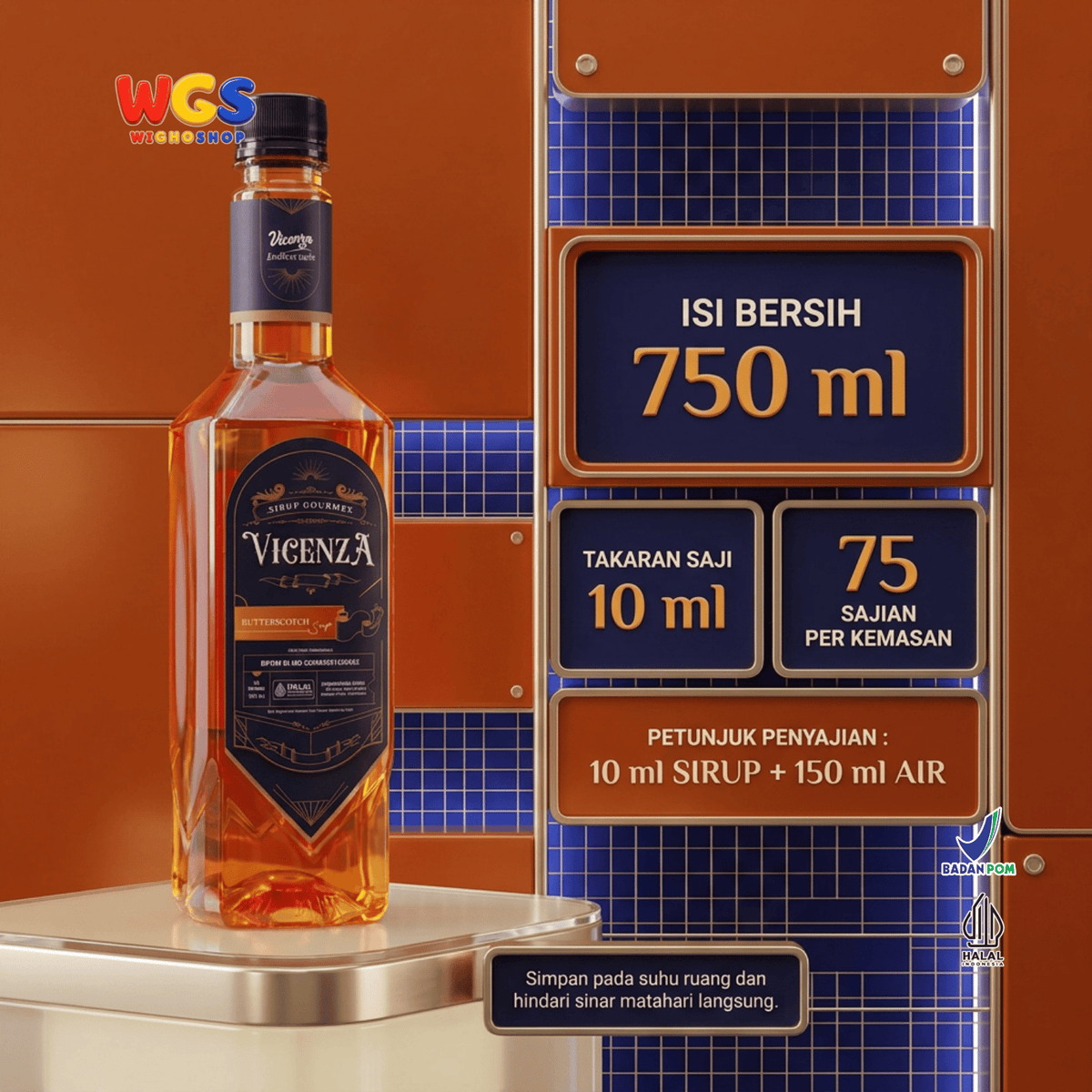 Vicenza Sirup Butterscotch 750ml - Butterscotch Syrup untuk Kopi Susu, Latte & Milkshake