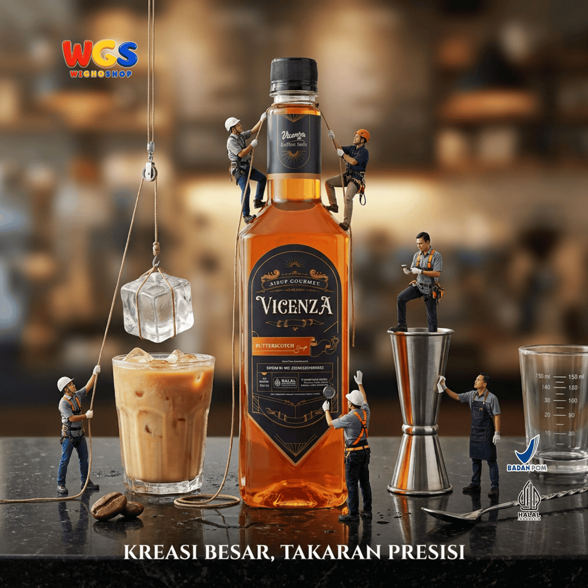 Vicenza Sirup Butterscotch 750ml - Butterscotch Syrup untuk Kopi Susu, Latte & Milkshake