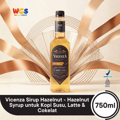 Vicenza Sirup Hazelnut 750ml - Hazelnut Syrup untuk Kopi Susu, Latte & Cokelat