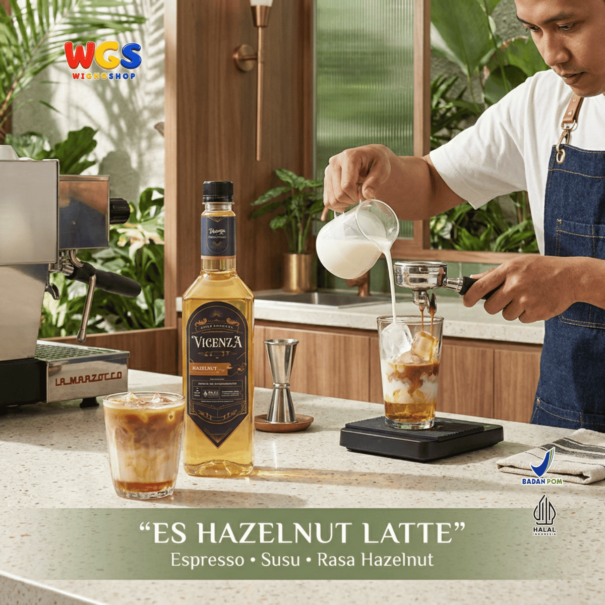 Vicenza Sirup Hazelnut 750ml - Hazelnut Syrup untuk Kopi Susu, Latte & Cokelat